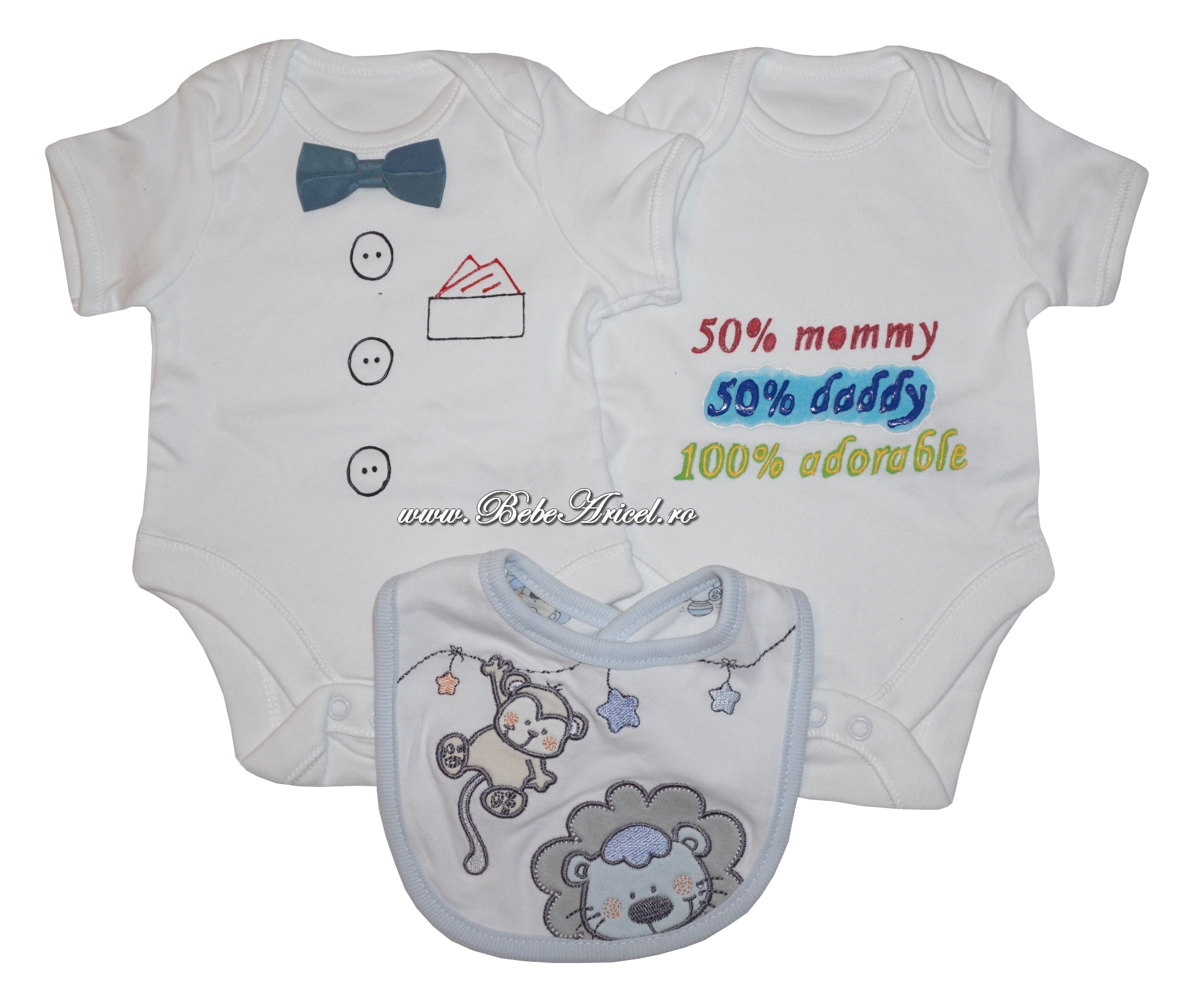 Set 2 body si bavetica pentru bebelusi, 100% ADORABLE