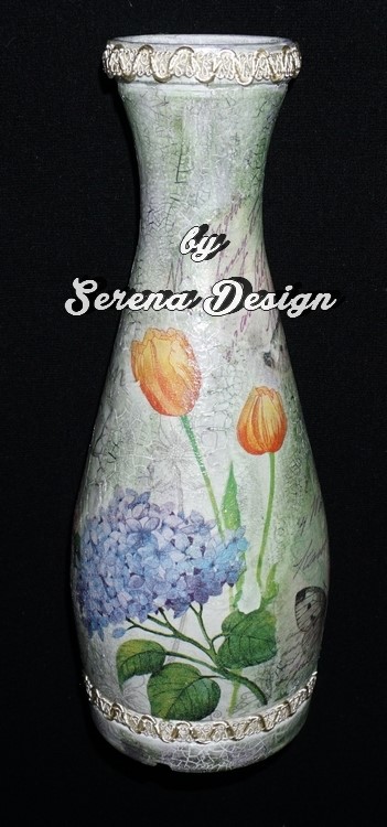 Vaza de sticla decorata SPRING FLOWERS