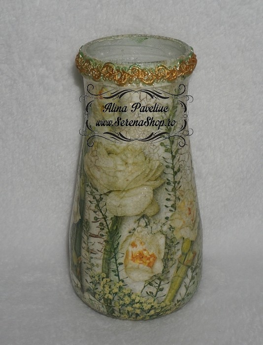 Vaza de sticla decorata FREZII