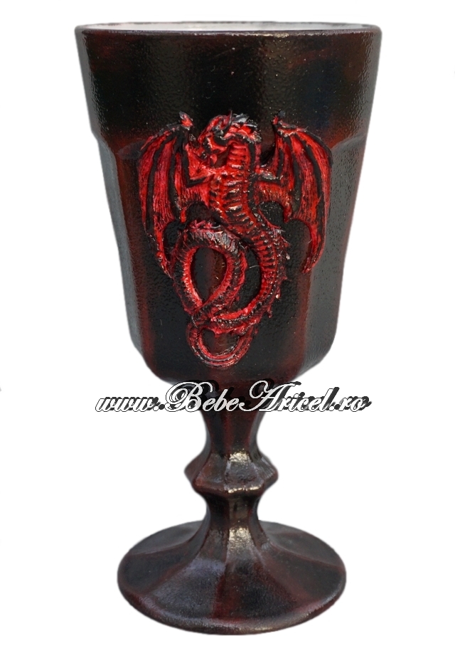 Pocal de sticla decorat handmade DRAGON - Game of Thrones