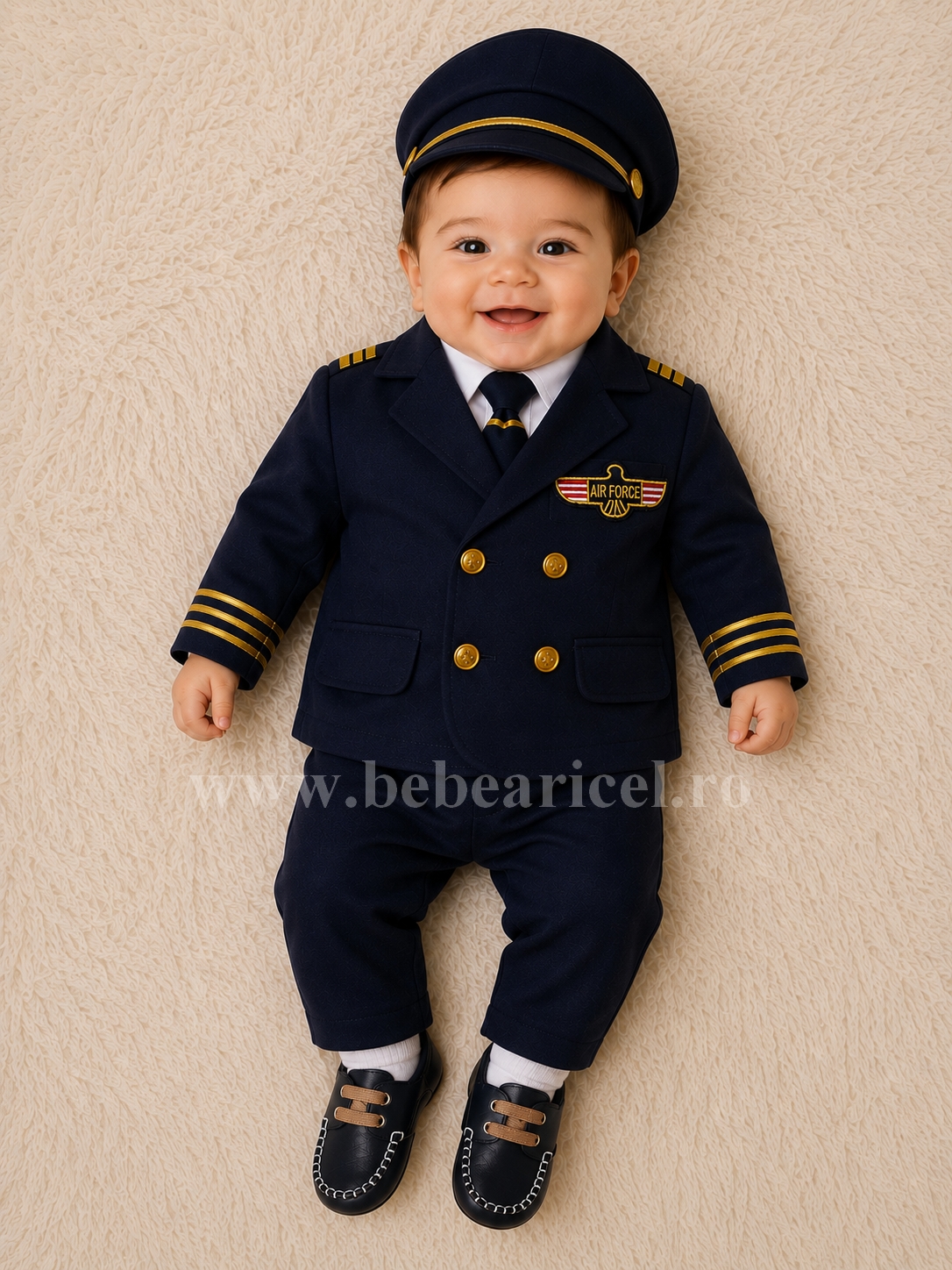 Costum de Botez Băiat Pilot Aviator Bleumarin Elegant