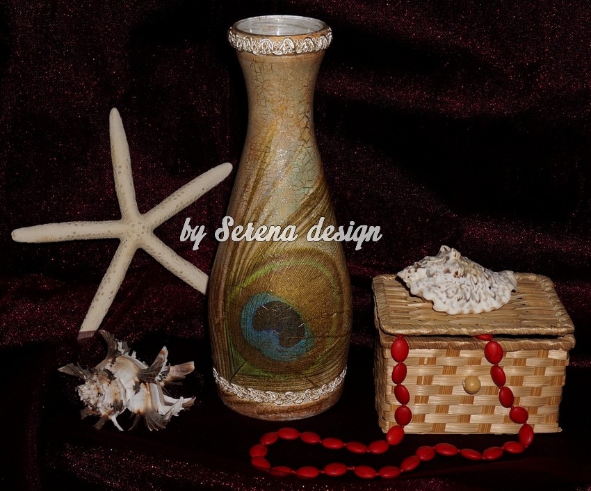 Vaza de sticla decorata PAUN