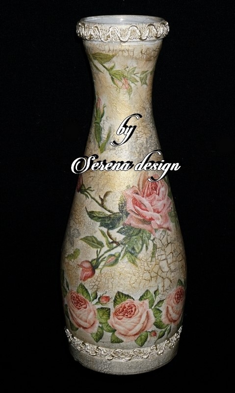 Vaza de sticla decorata ROSES