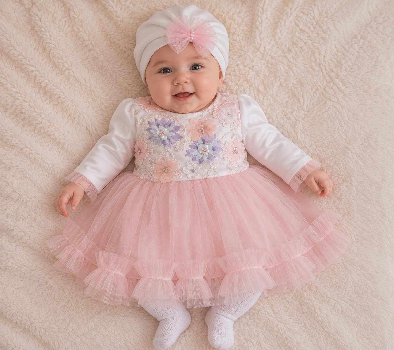 Rochita de botez eleganta si turban BEATRICE 