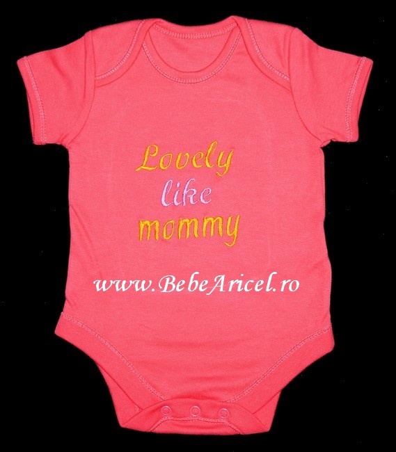 Body cu maneca scurta pentru bebelusi "Lovely like mommy"