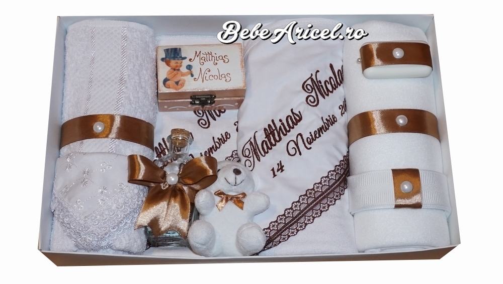 Trusou pentru botez elegant, 10 piese, DELUXE