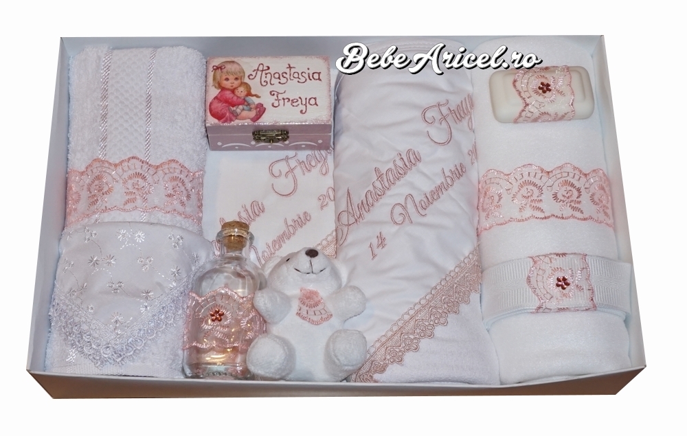 Trusou pentru botez elegant, 10 piese, DELUXE