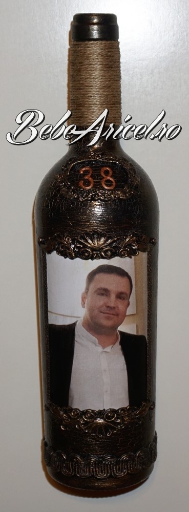 Sticla cu vin personalizata, decorata cu mesaj si fotografie
