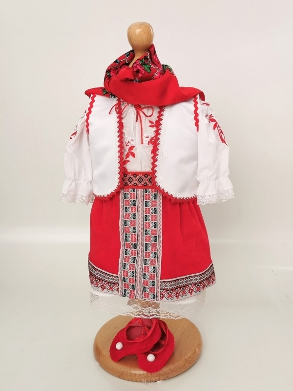 Set cu rochita traditionala cu vestuta pentru botez fetite ELENA