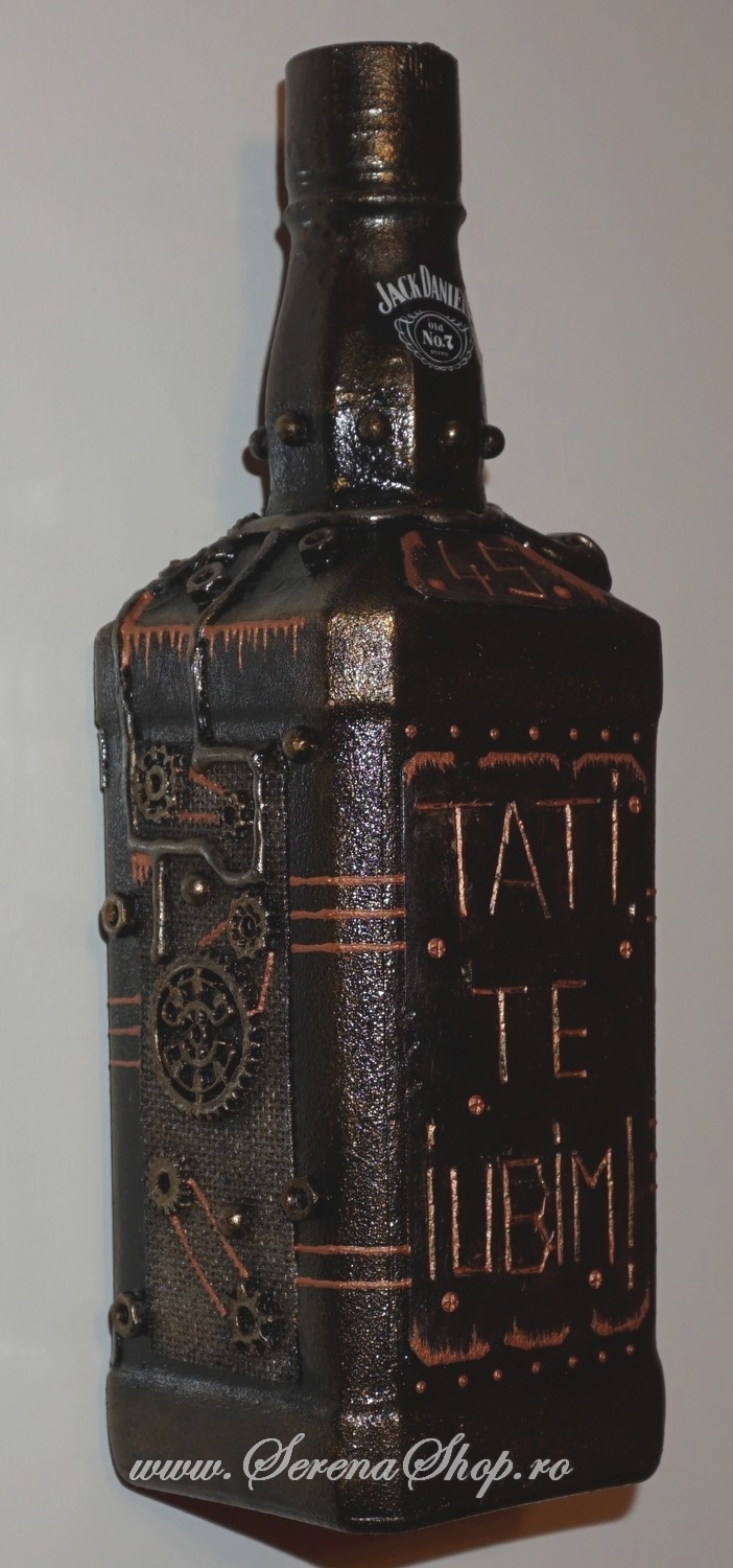 Sticla cu wiskey Jack Daniel's personalizata, decorata manual
