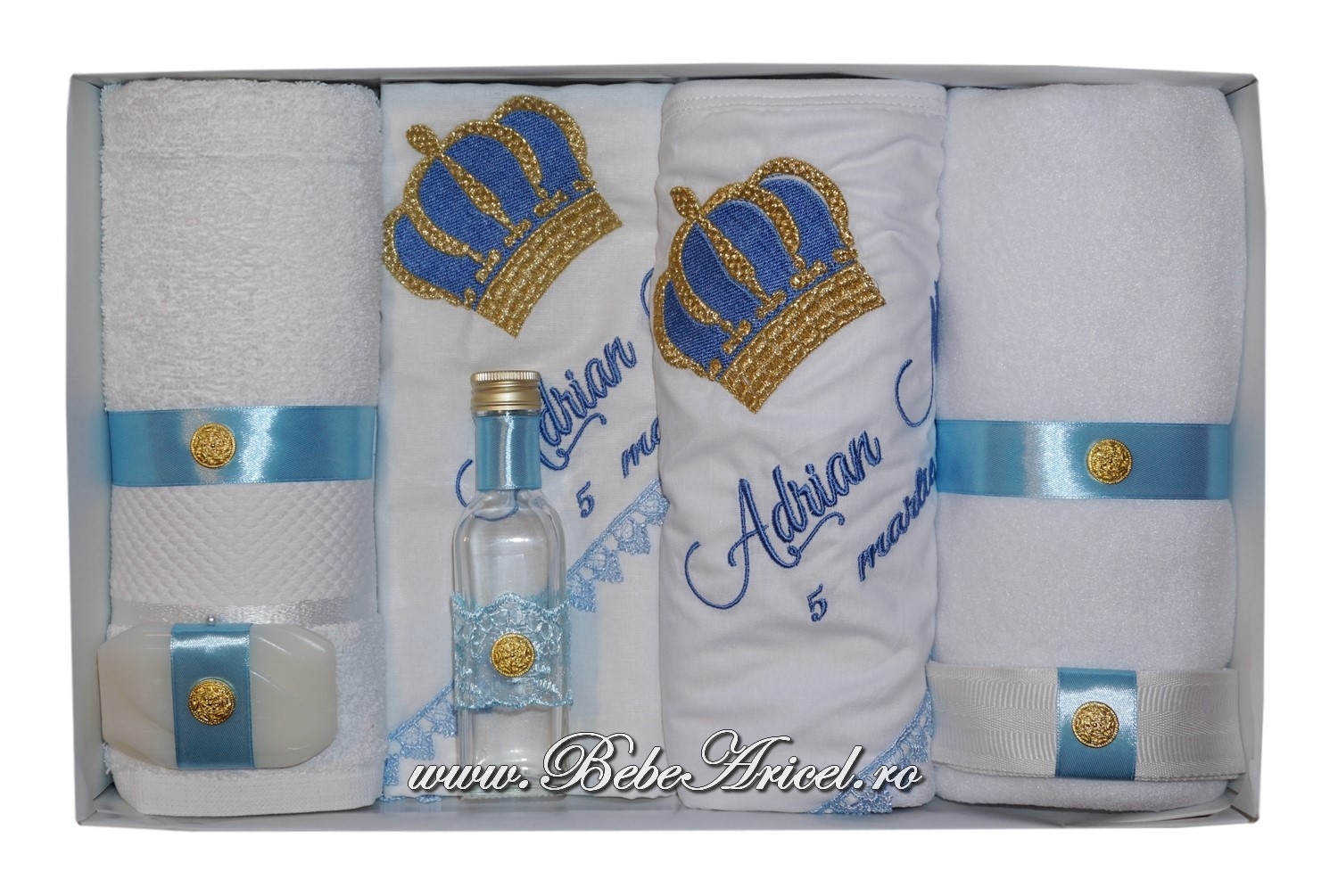 Trusou pentru botez (7 piese) brodat - PRINCE DELUXE