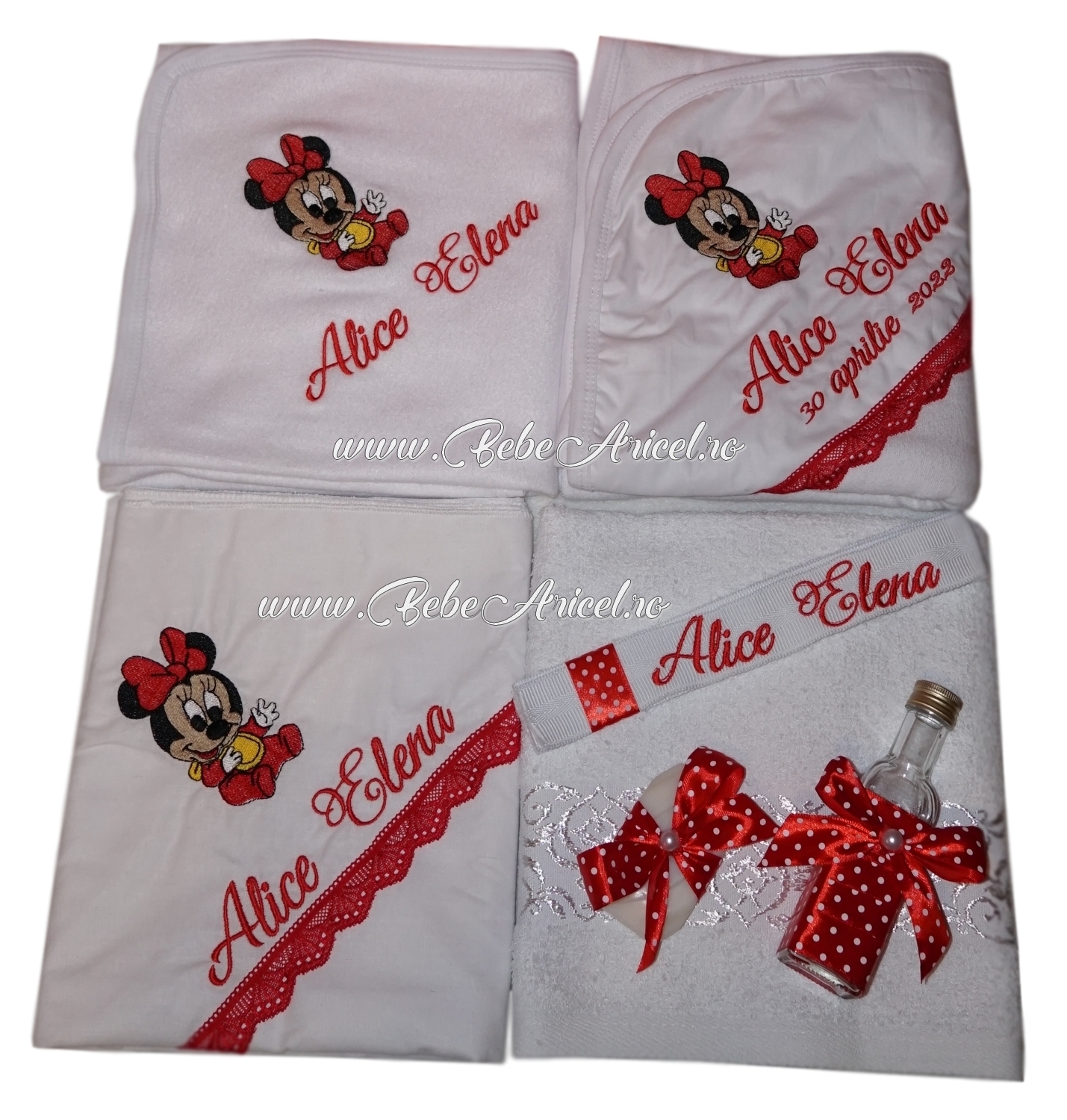 Trusou pentru botez (7 piese) brodat - BABY MINNIE MOUSE