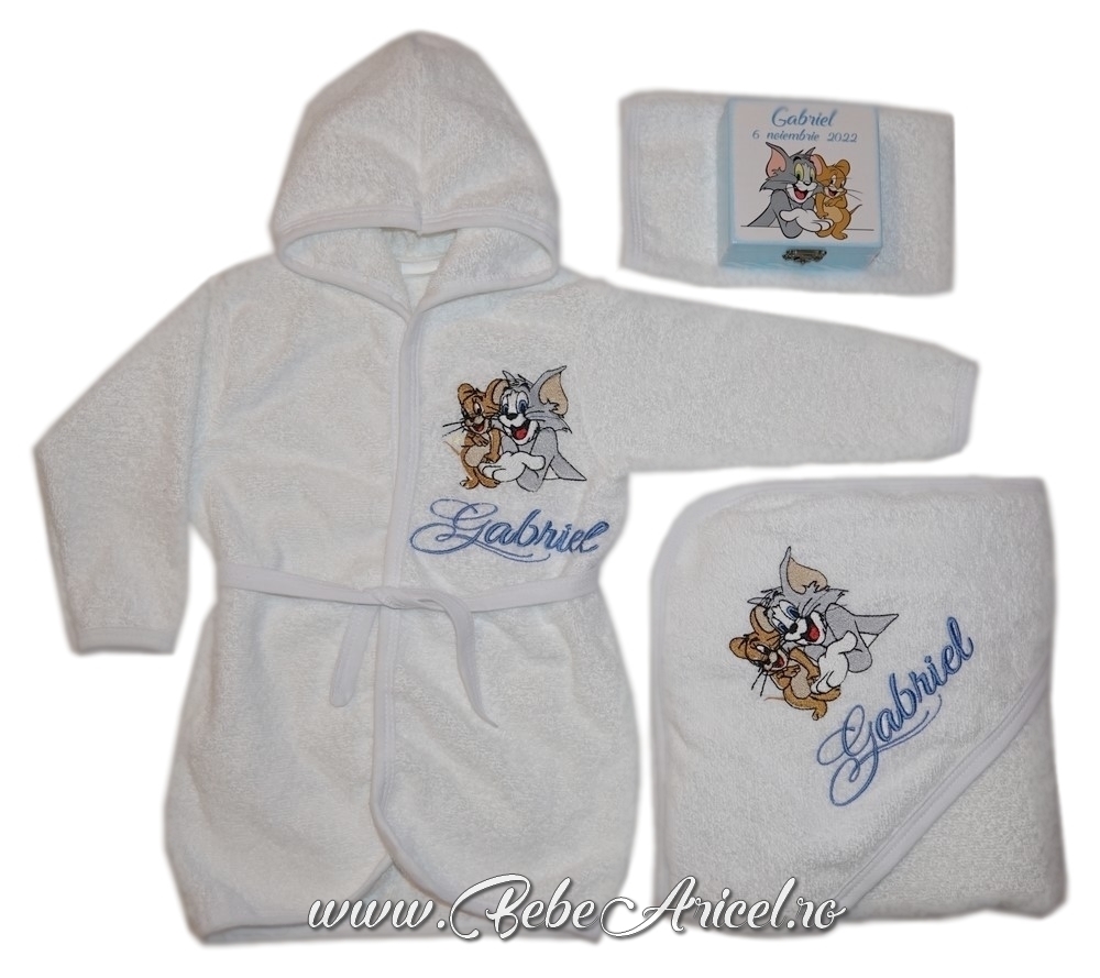 Set pentru baita de mir (halat, prosop, cutiuta accesorii) TOM SI JERRY