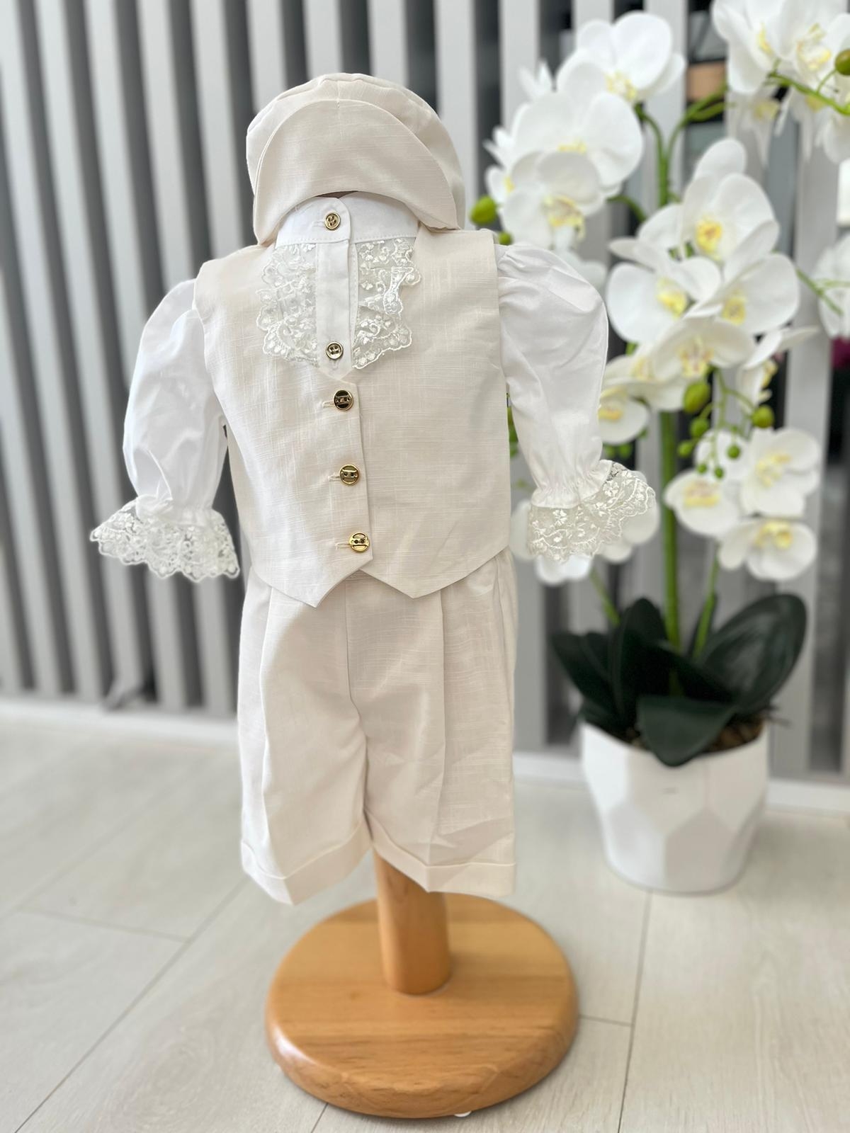 Costum elegant de vara pentru botez si aniversare pentru baieti print FELIPE