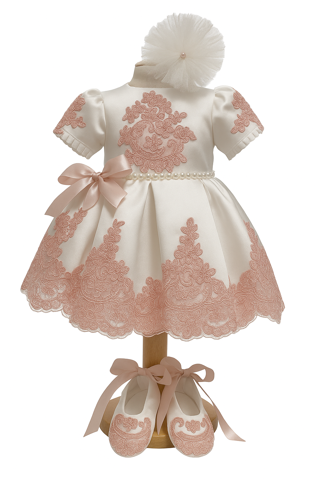 Set pentru botez cu rochita, bentita si pantofiori ELISABETH